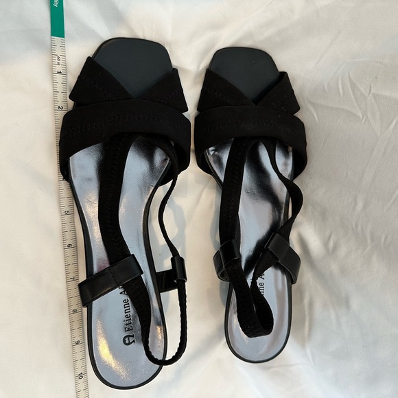 Black Open Toe Strappy Low Heel - Picture 8 of 8